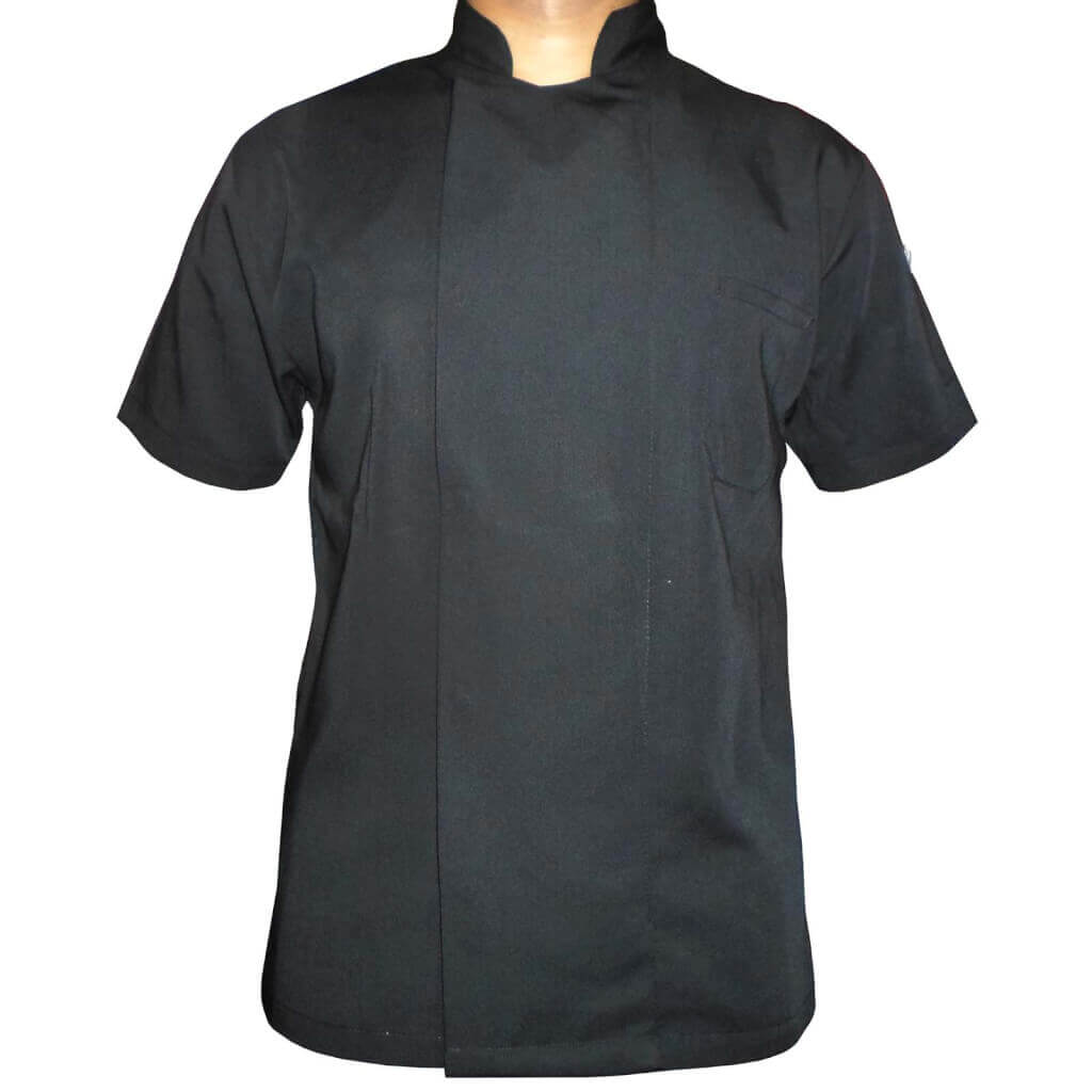 Black hidden button Chef Jacket